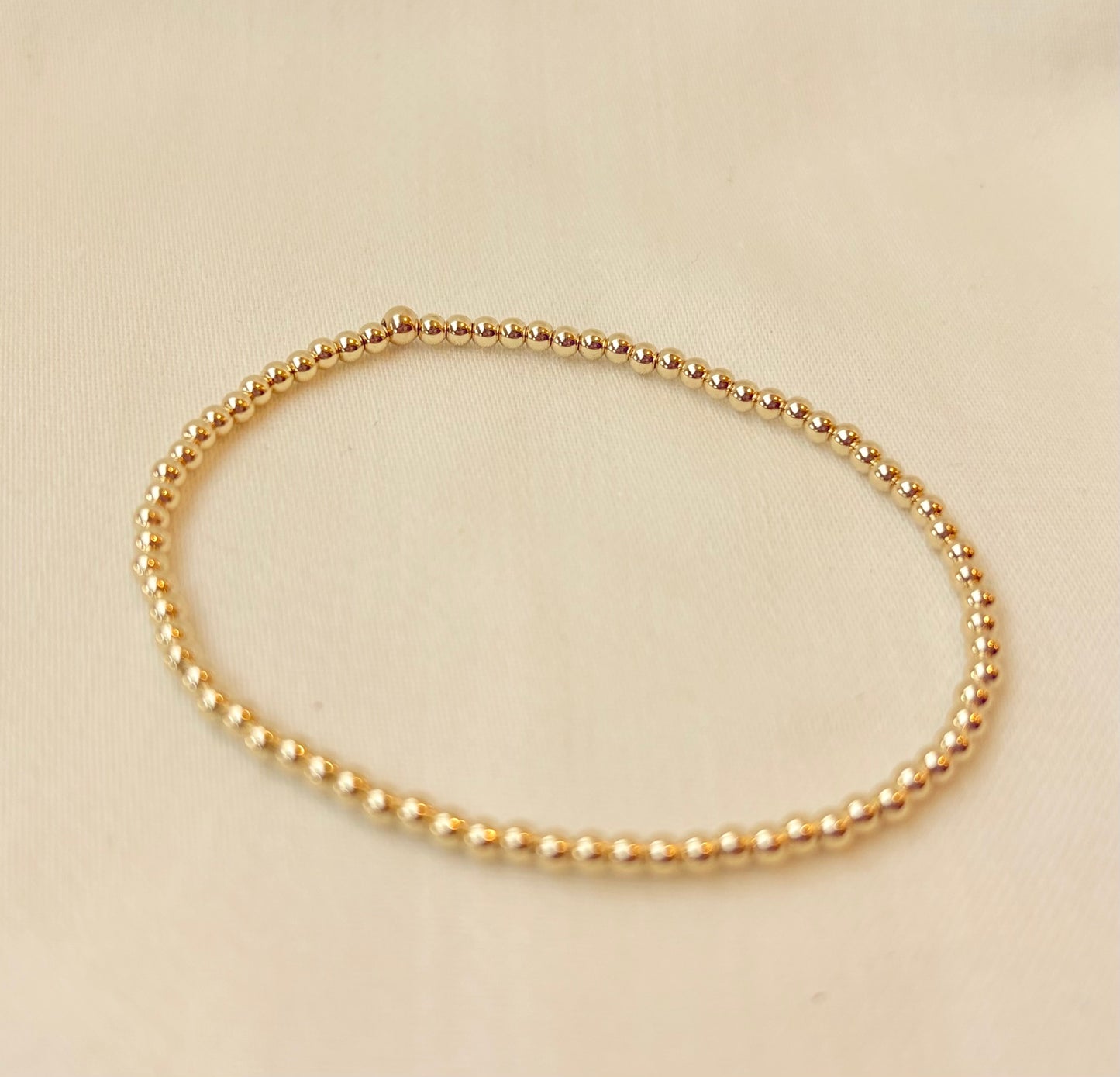 Dainty Sterling Silver or Gold-Filled Beaded Stretch Bracelet - 2.5mm Beads