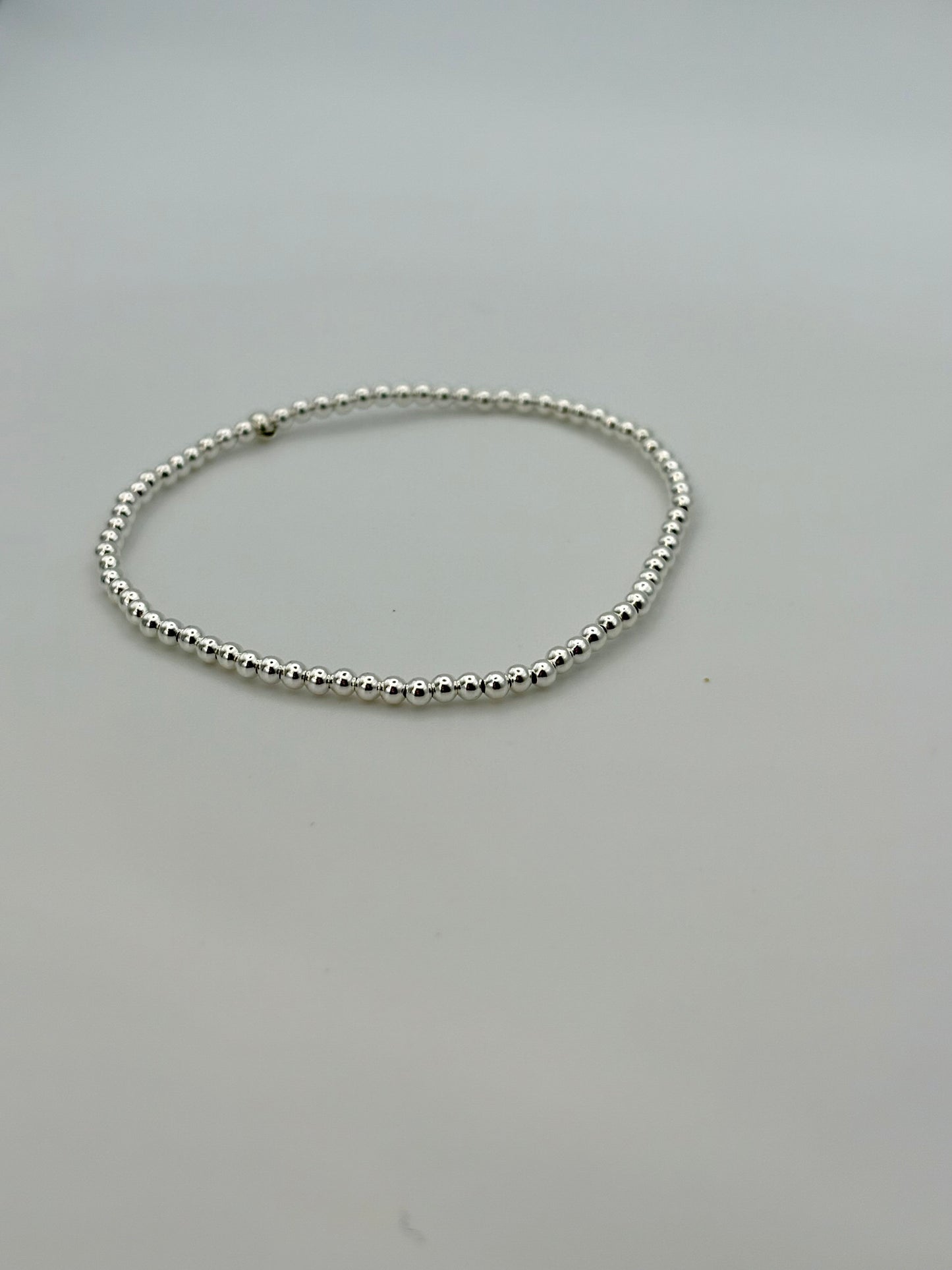 Dainty Sterling Silver or Gold-Filled Beaded Stretch Bracelet - 2.5mm Beads