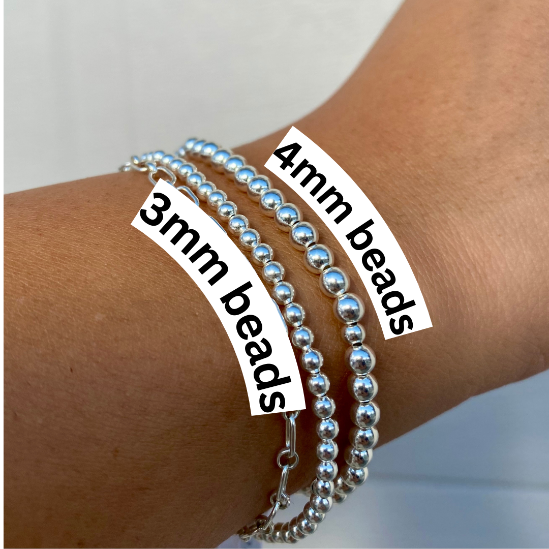 Sterling Silver or Gold-Filled Beaded Stretch Bracelet - 3mm Beads
