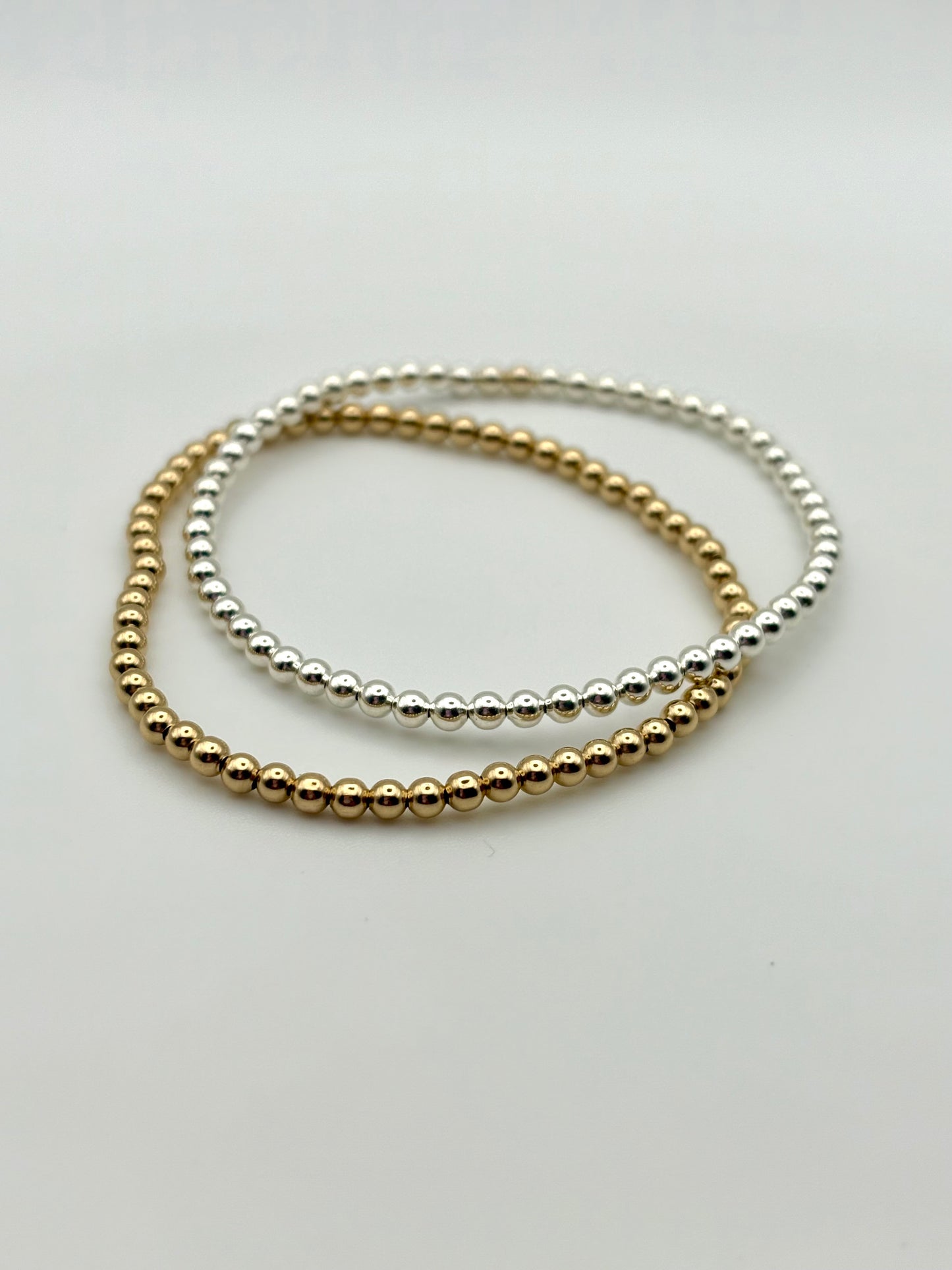 Sterling Silver or Gold-Filled Beaded Stretch Bracelet - 3mm Beads
