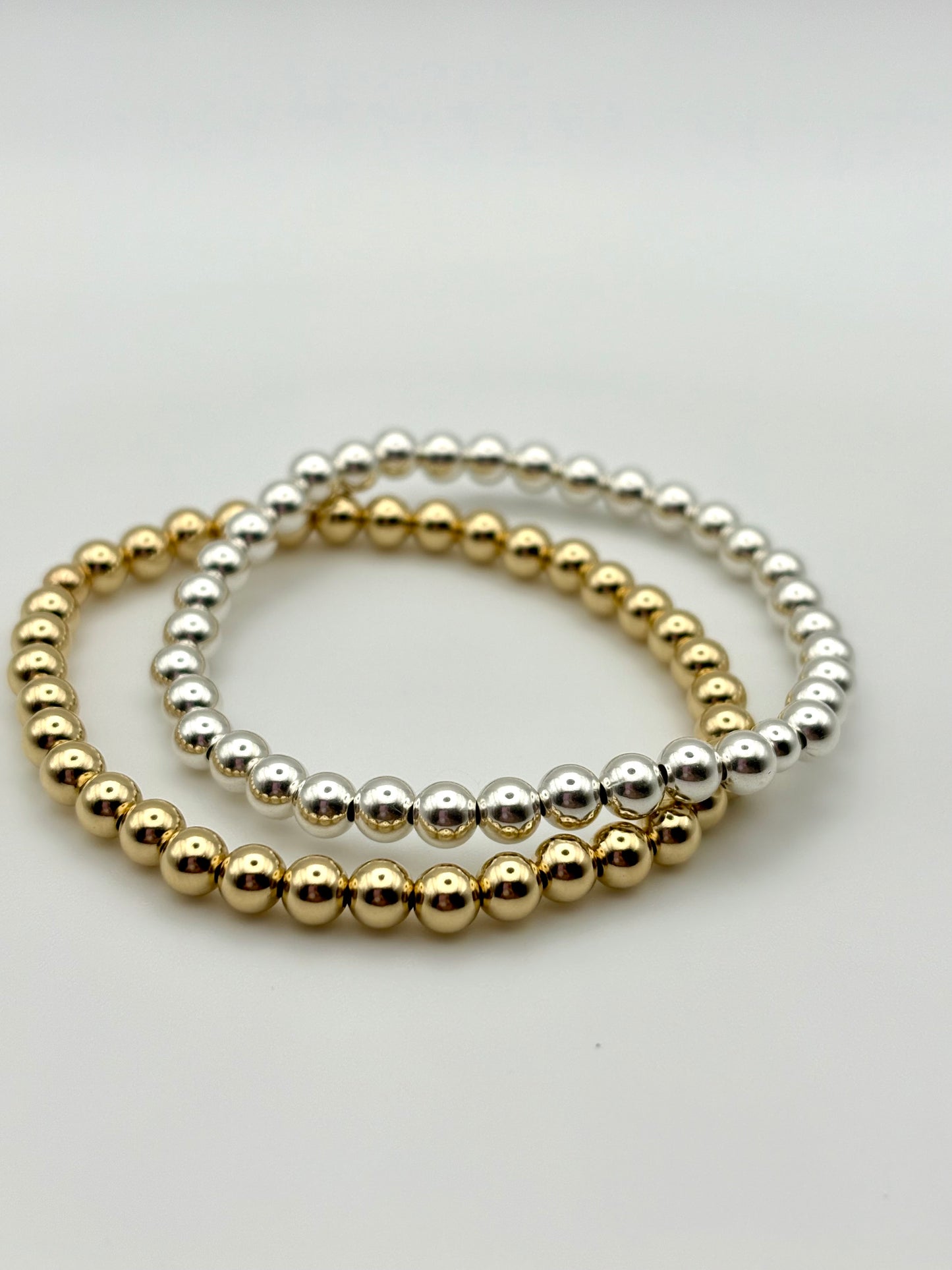 Silver or Gold-Filled Beaded Stretch Bracelet - 5mm Beads