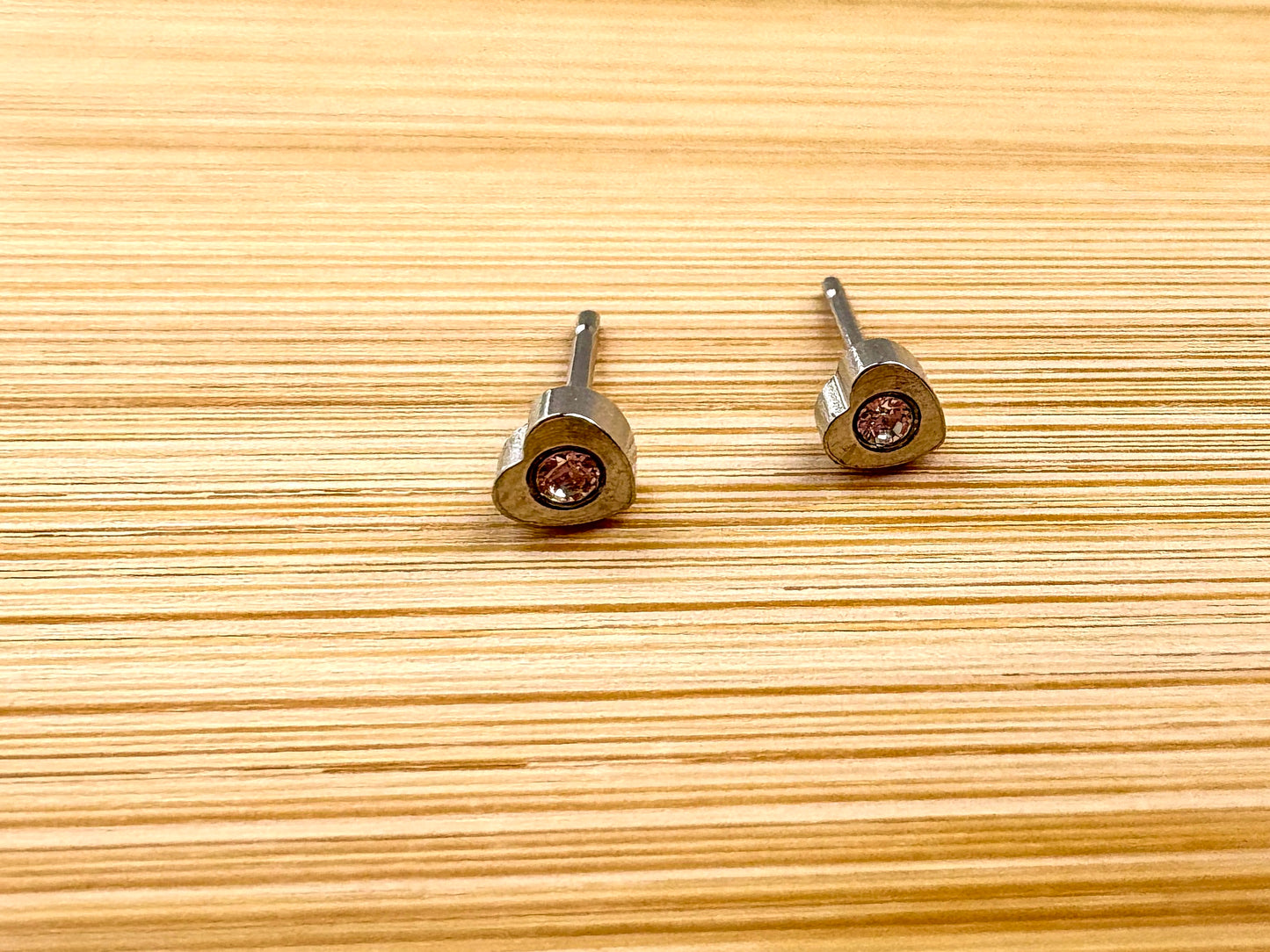 RETAIL EARRINGS - 4mm Crystal in Heart (Medical Grade Stainless Steel)