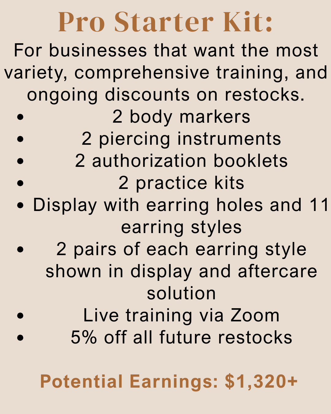 Kaunis Ear Piercing Starter Kit — Pro (Training + Expanded Assortment + Restock Savings)