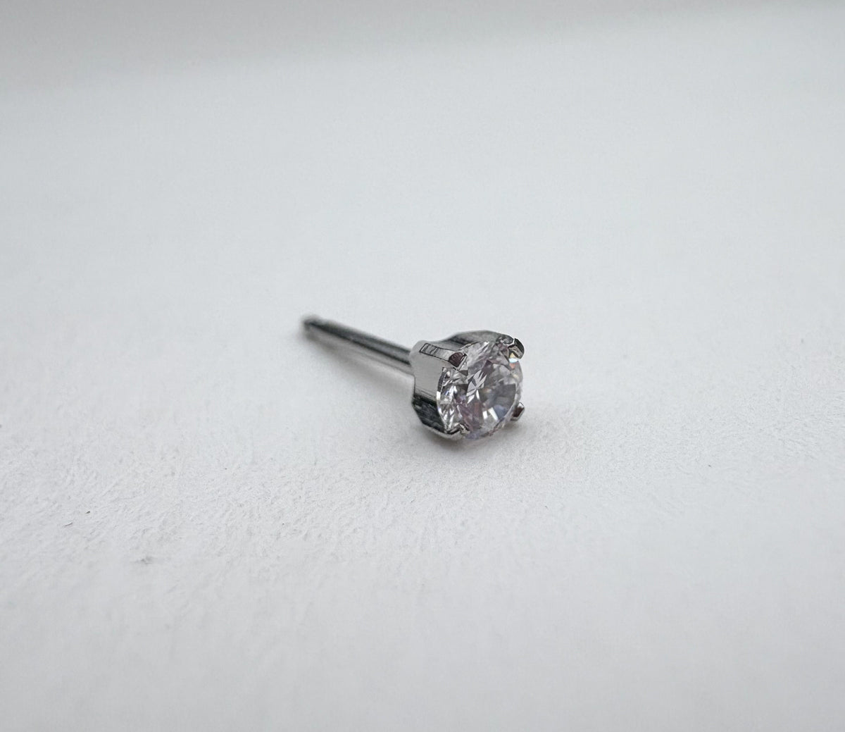 PIERCING EARRINGS – P303-LP 3mm Prong Clear Cubic Zirconia (Titanium)