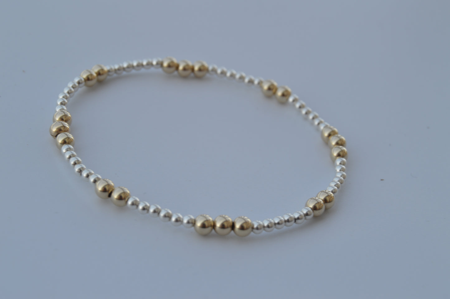 *Bestseller* Mixed Metal Beaded Stretch Bracelet - Large & Small Beads
