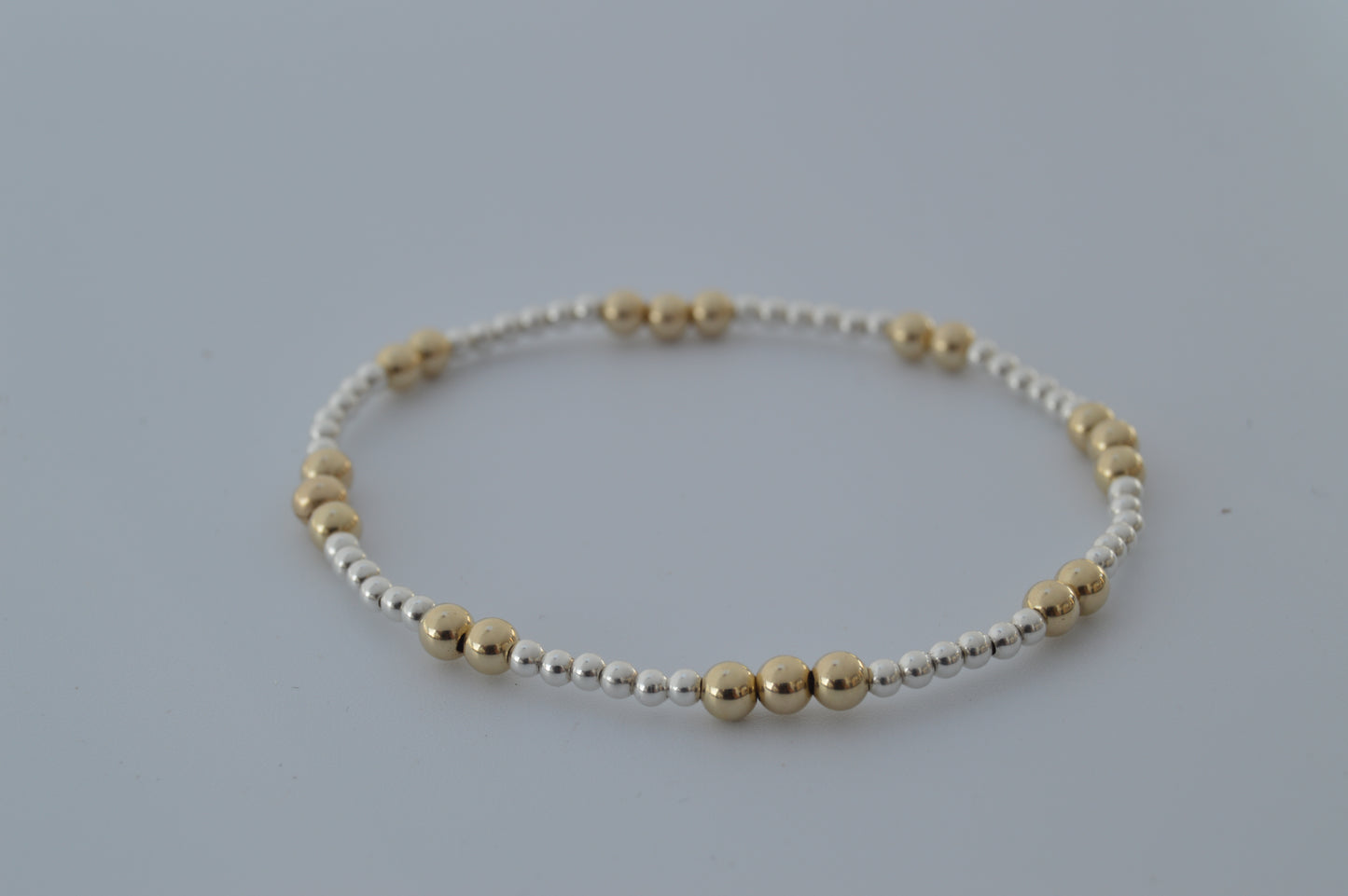*Bestseller* Mixed Metal Beaded Stretch Bracelet - Large & Small Beads