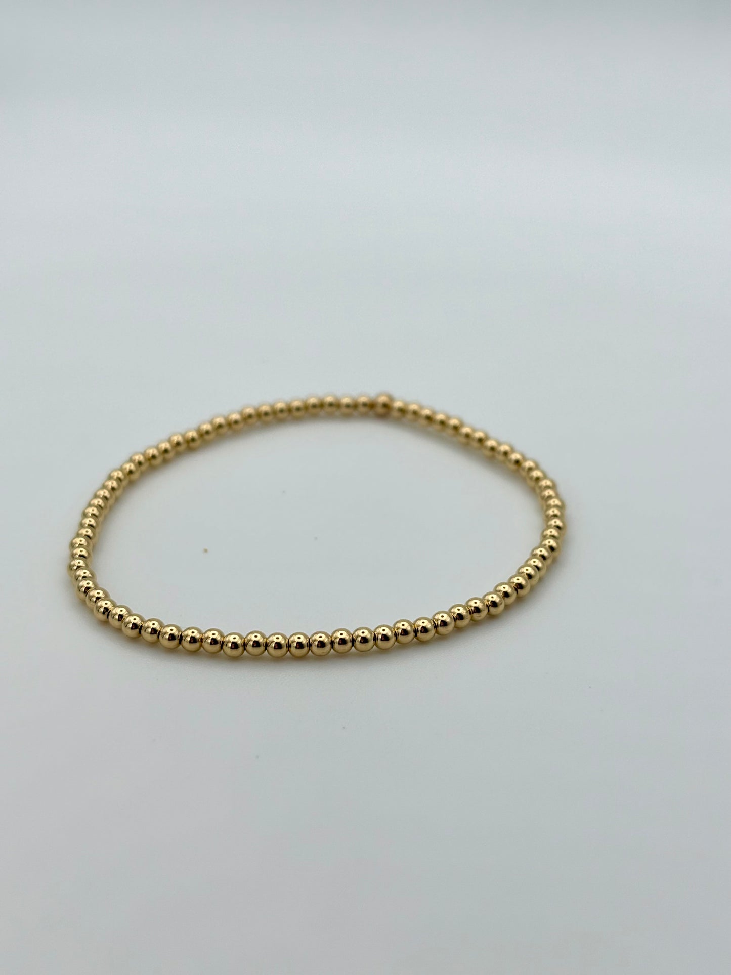 Dainty Sterling Silver or Gold-Filled Beaded Stretch Bracelet - 2.5mm Beads