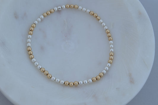 Mixed Metal Beaded Stretch Bracelet - 3mm Beads