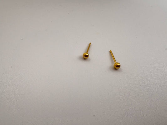 K1002 RETAIL EARRINGS - 3mm Gold Ball (Gold-Plated Medical Grade Stainless Steel)