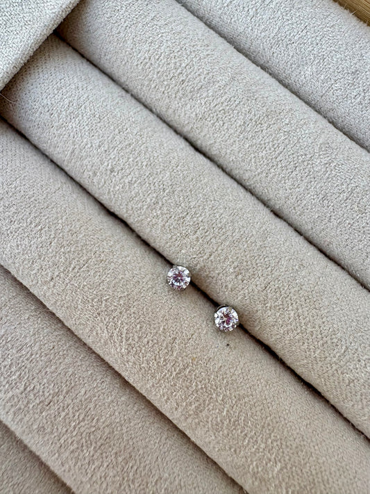 RETAIL EARRINGS 3mm Clear Crystal Prong (Medical Grade Stainless Steel)