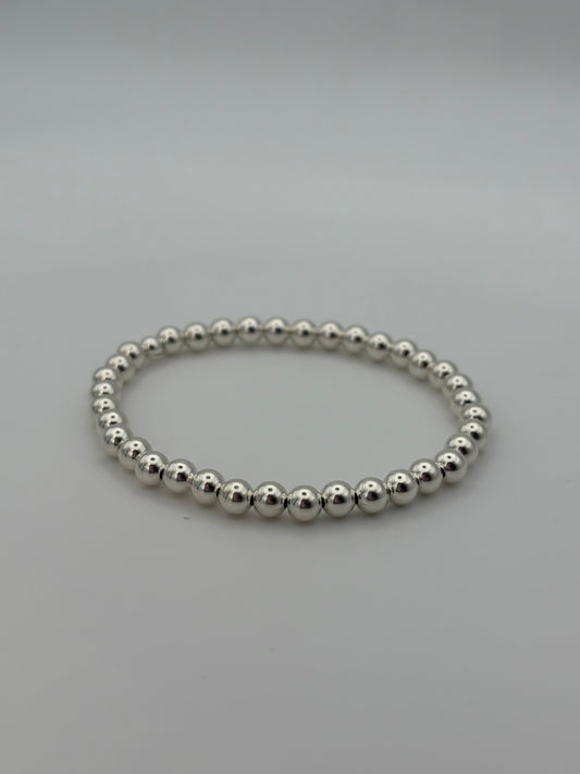 Silver or Gold-Filled Beaded Stretch Bracelet - 5mm Beads