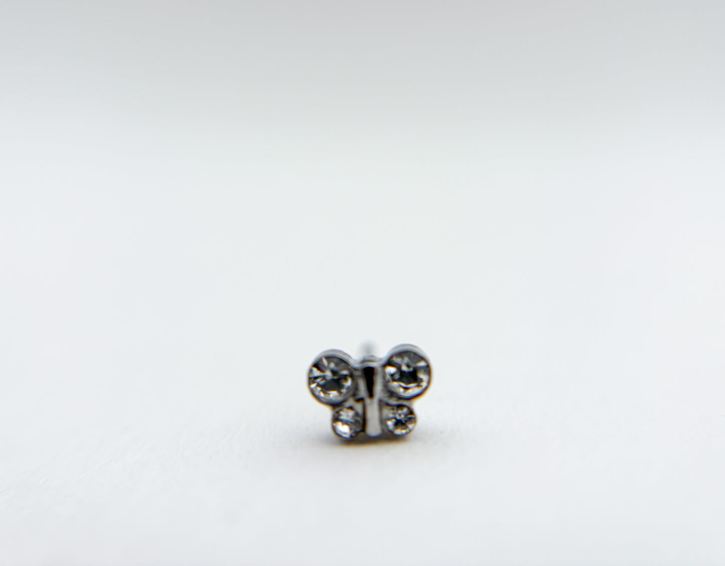 PIERCING EARRINGS  – P129 Clear Butterfly (Stainless Steel)