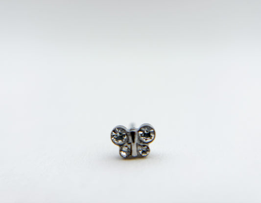 PIERCING EARRINGS  – P129 Clear Butterfly (Stainless Steel)