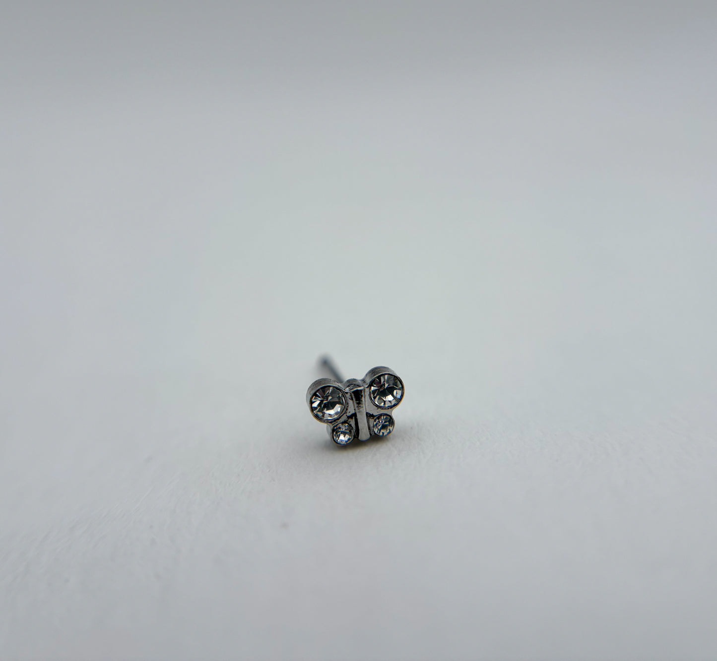 PIERCING EARRINGS  – P129 Clear Butterfly (Stainless Steel)