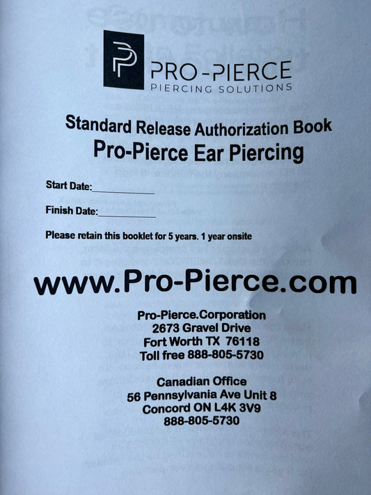 Ear Piercing Authorization Book
