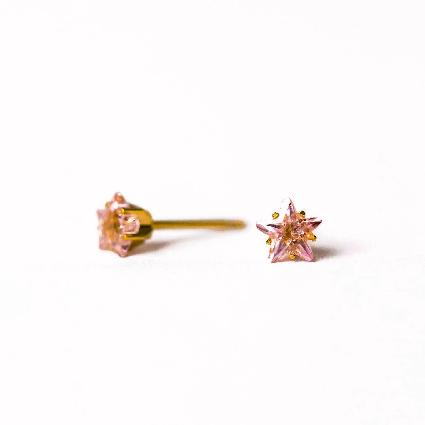 PIERCING EARRINGS  – P212 5mm Pink Star (Gold-Plated Surgical Steel)