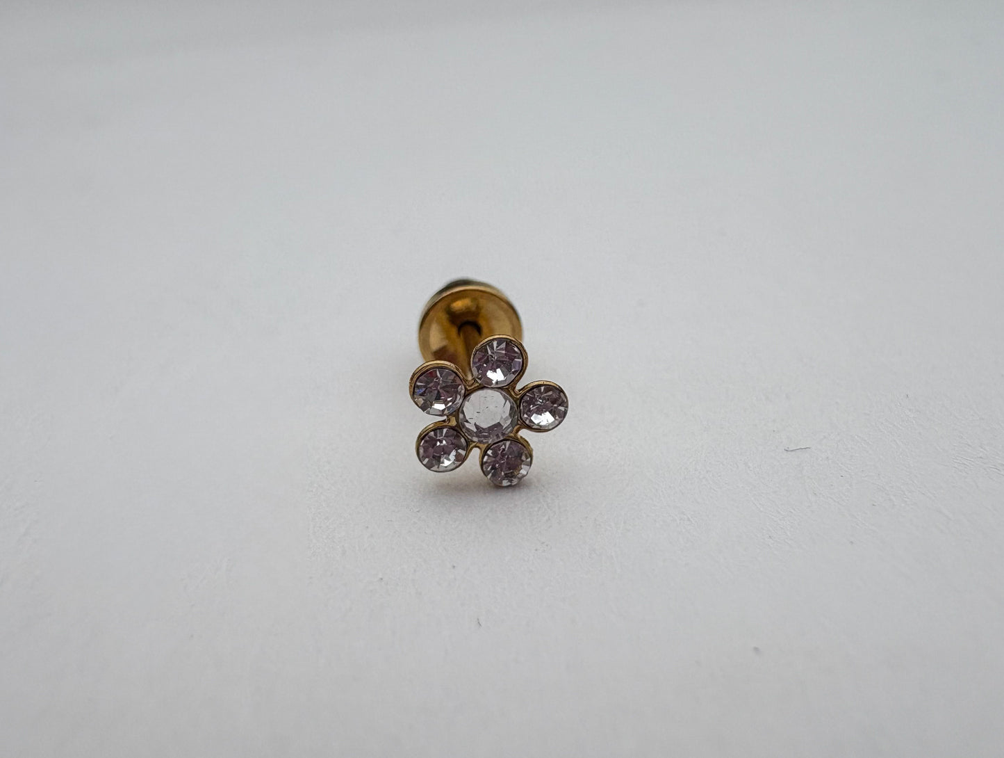 PIERCING EARRINGS  – P216 Clear Daisy (Gold-Plated Surgical Steel)