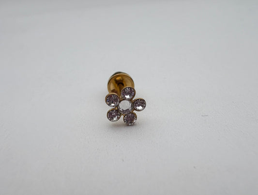 PIERCING EARRINGS  – P216 Clear Daisy (Gold-Plated Surgical Steel)