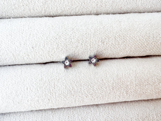 RETAIL EARRINGS - 4mm Crystal in Star (Medical Grade Stainless Steel)