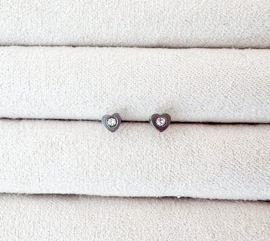 RETAIL EARRINGS - 4mm Crystal in Heart (Medical Grade Stainless Steel)