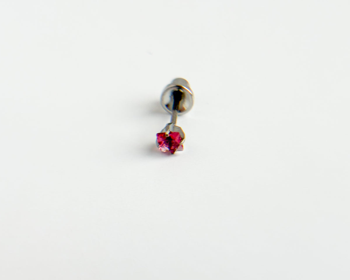 PIERCING EARRINGS – P306 Red 3mm CZ Square (Titanium)