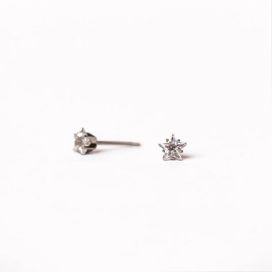 PIERCING EARRINGS  – P124 5mm Clear Star (Stainless Steel)