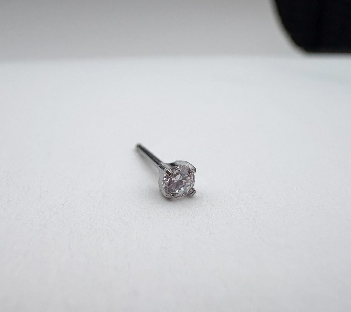PIERCING EARRINGS – P303-LP 3mm Prong Clear Cubic Zirconia (Titanium)